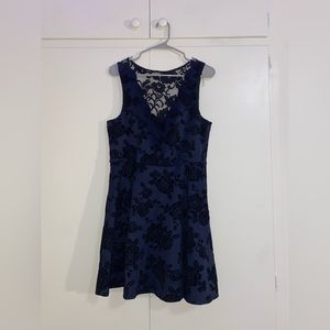 Trixxi Dress Size Large Dark Blue Sleeveless Illusion Mesh